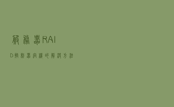 服务器RAID控制器宕机的解决方法