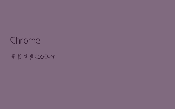 Chrome的新功能：CSS Overview