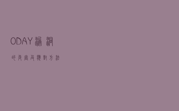 0DAY漏洞的危害及应对方法