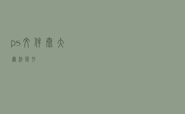 ps文件太大无法保存？