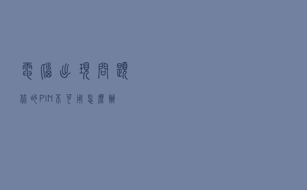 电脑出现问题，你的PIN不可用怎么办