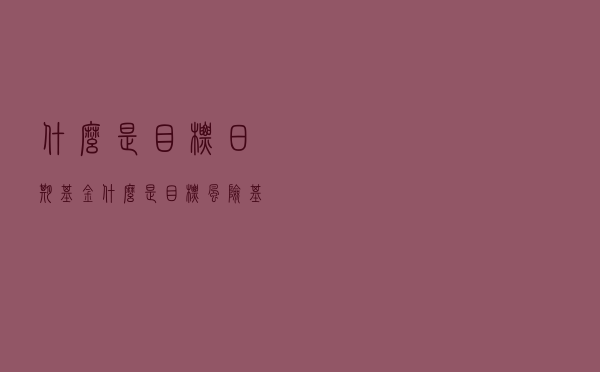 什么是目标日期基金？什么是目标风险基金？