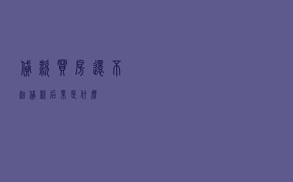 贷款买房还不起贷款后果是什么？