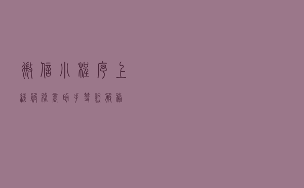 微信小程序上线“服务商助手”等新服务