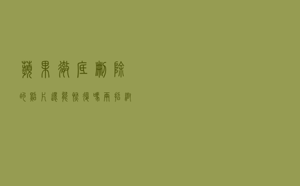 苹果彻底删除的照片还能恢复吗？两招帮你解决困扰