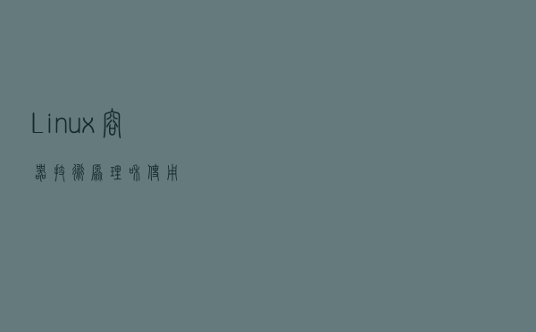 Linux容器技术原理和使用