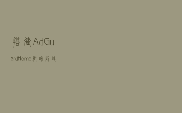 搭建 AdGuard Home 帮助局域网内设备过滤广告