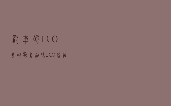 汽车的ECO真的能省油吗？ECO省油是附加了一定条件的