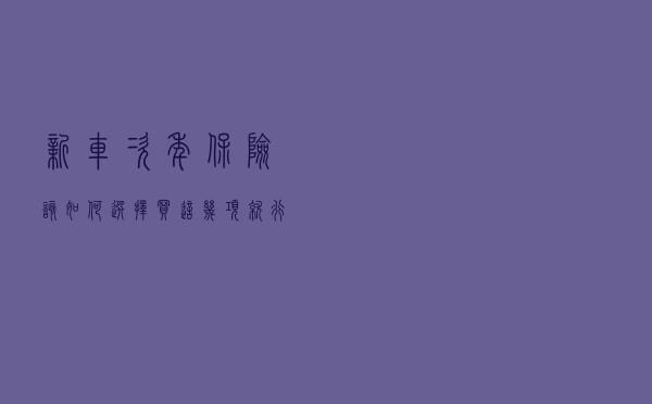 新车次年保险该如何选择？买这几项就行了，新手不用再纠结