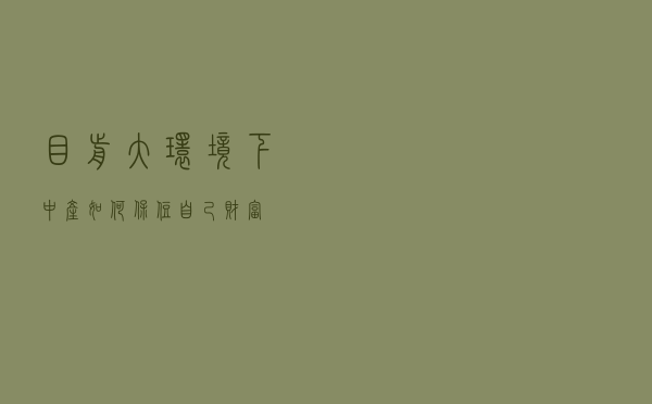 目前大环境下，中产如何保住自己财富