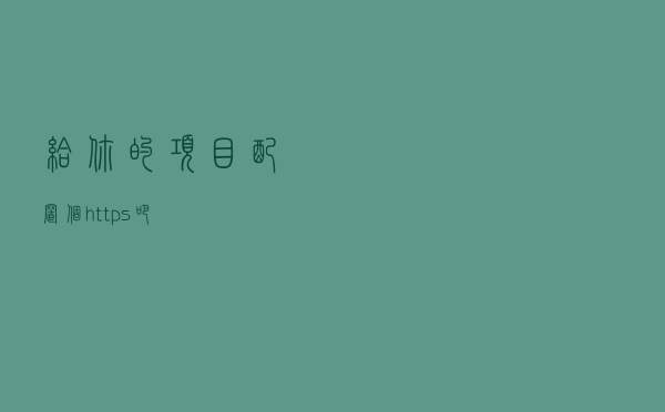 给你的项目配置个https吧