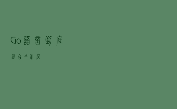 Go 语言到底适合干什么？