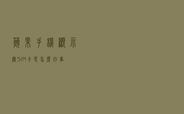 苹果手机显示无SIM卡，是怎么回事？