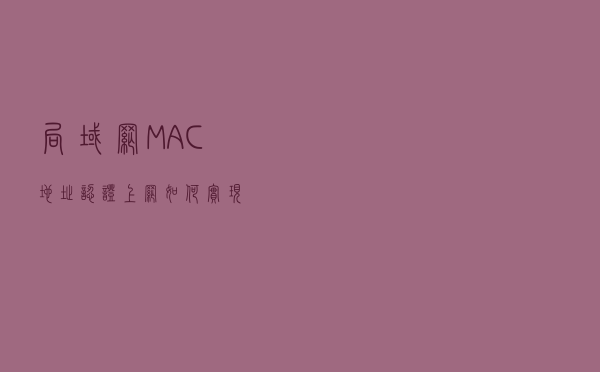 局域网MAC地址认证上网如何实现