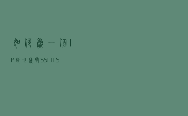 如何为一个IP地址获取SSL/TLS证书？