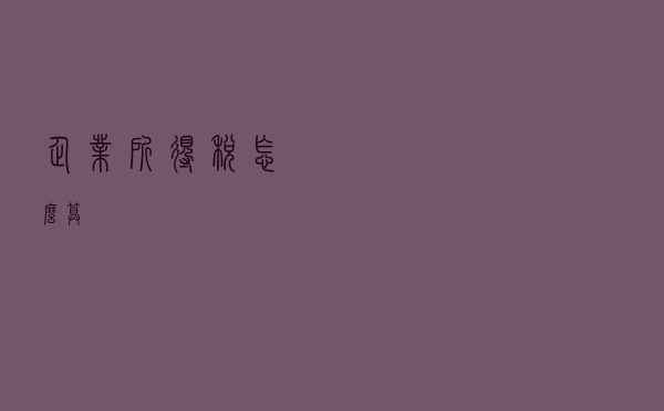 企业所得税怎么算