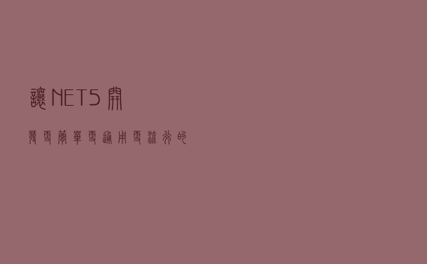 让 .NET 5 开发更简单，更通用，更流行 的 开发框架