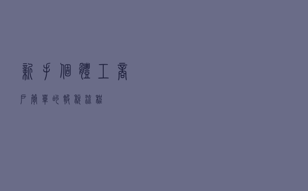 新手个体工商户简单的报税流程