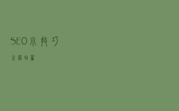 SEO小技巧之网站篇