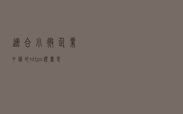 适合小微企业申请的https证书是哪种