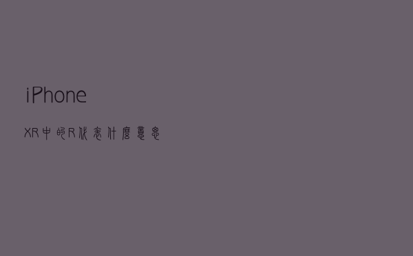 iPhone XR中的R代表什么意思？