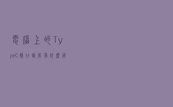电脑上的Type-C接口到底有什么用呢