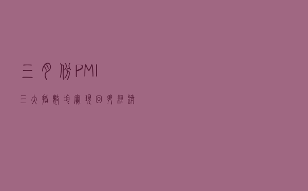 三月份PMI三大指数均实现回升 经济恢复动力持续增强丨经济聚焦