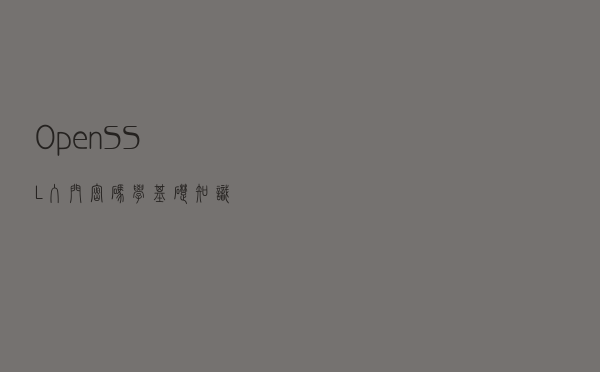 OpenSSL 入门：密码学基础知识