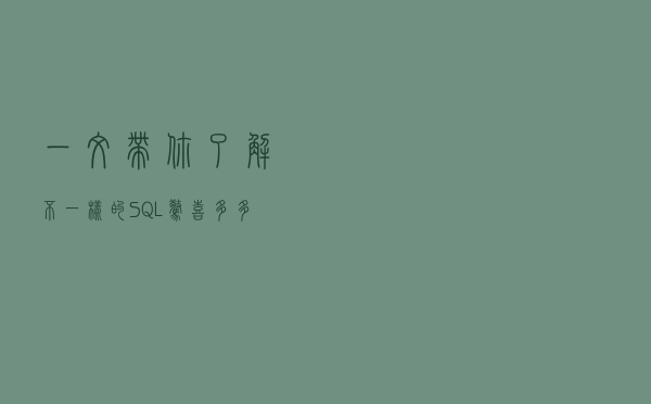 一文带你了解不一样的SQL，惊喜多多