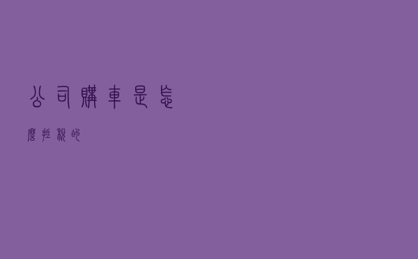 公司购车是怎么抵税的？