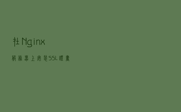 在Nginx服务器上安装SSL证书