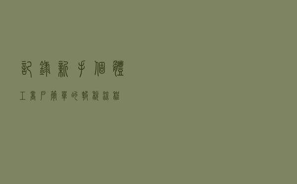 记录新手个体工商户简单的报税流程
