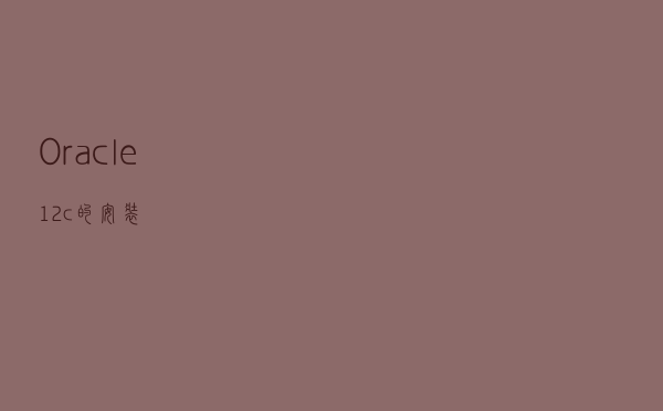 Oracle 12c 的安装