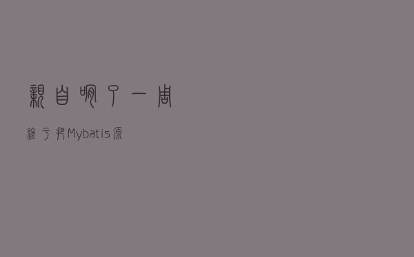 亲自啃了一周，终于把Mybatis源码理清，以后简历请写精通二字