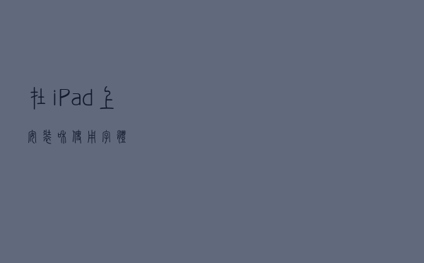 在 iPad 上安装和使用字体