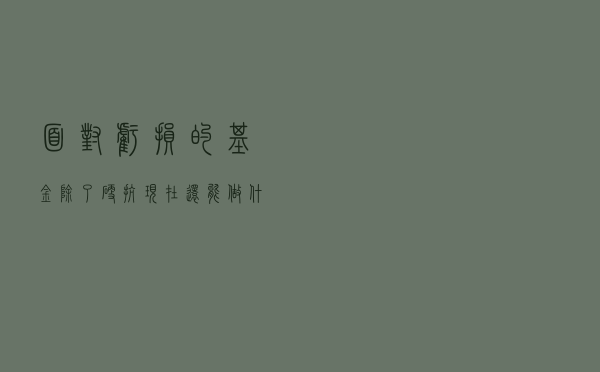 面对亏损的基金 除了硬抗现在还能做什么？