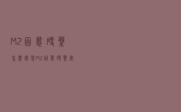 M.2固态硬盘怎么安装？M.2固态硬盘安装图文教程