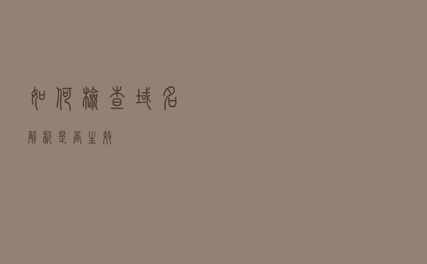 如何检查域名解析是否生效？