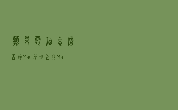 苹果电脑怎么查询Mac地址 查找Mac地址方法
