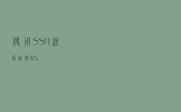 使用SSH终端连接WSL