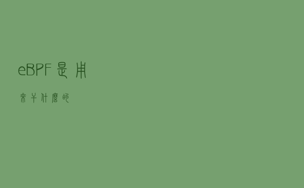 eBPF 是用来干什么的？