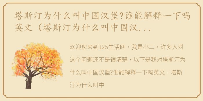 塔斯汀为什么叫中国汉堡?谁能解释一下吗英文（塔斯汀为什么叫中国汉堡？谁能解释一下吗？）