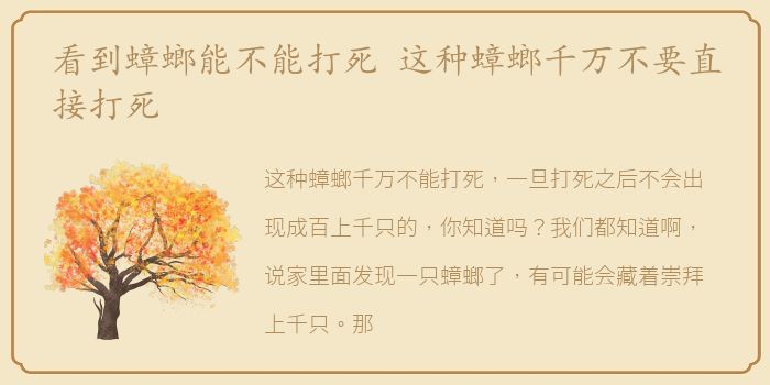 看到蟑螂能不能打死 这种蟑螂千万不要直接打死