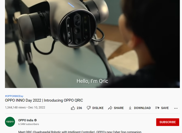 oppo reno 6机器人_OPPO首款四足机器人亮相——RIC机器狗