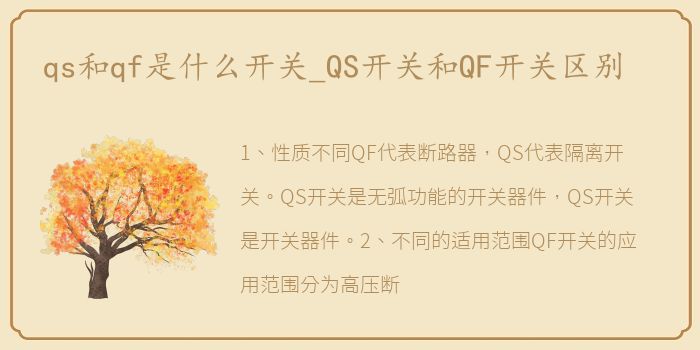 qs和qf是什么开关_QS开关和QF开关区别