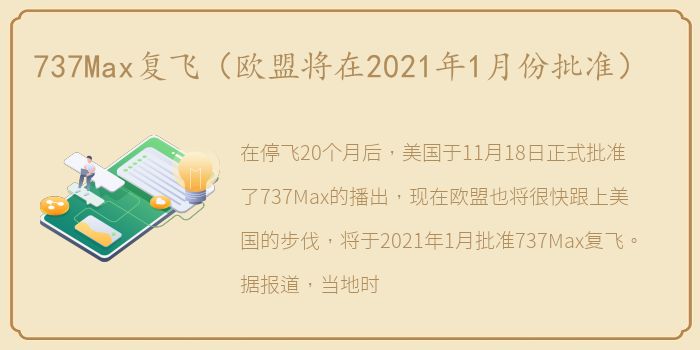 737Max复飞（欧盟将在2021年1月份批准）