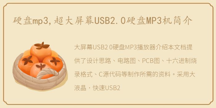硬盘mp3,超大屏幕USB2.0硬盘MP3机简介
