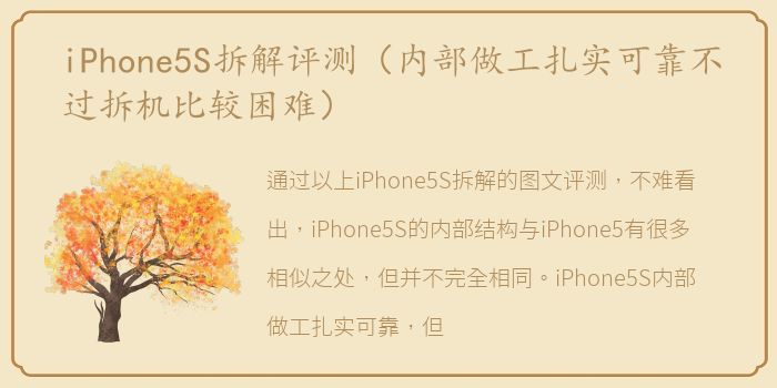 iPhone5S拆解评测（内部做工扎实可靠不过拆机比较困难）