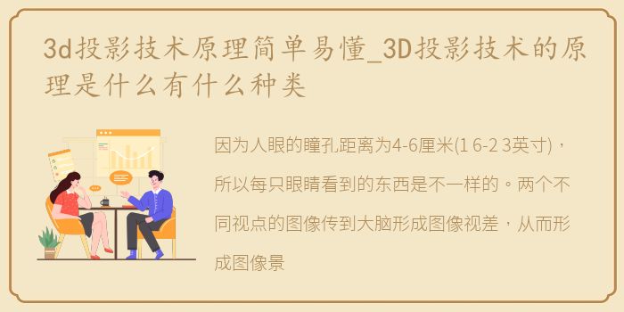 3d投影技术原理简单易懂_3D投影技术的原理是什么有什么种类