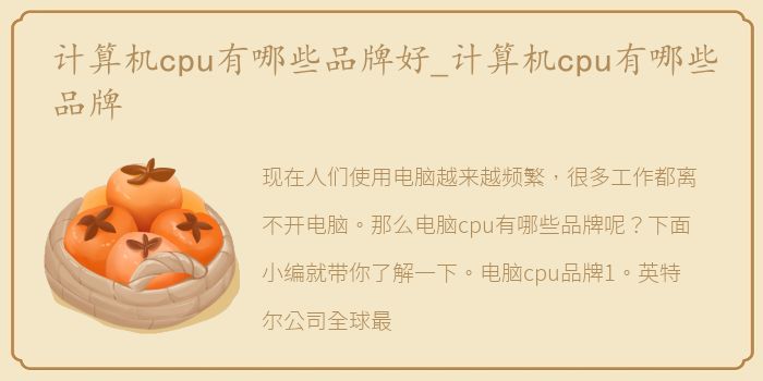 计算机cpu有哪些品牌好_计算机cpu有哪些品牌